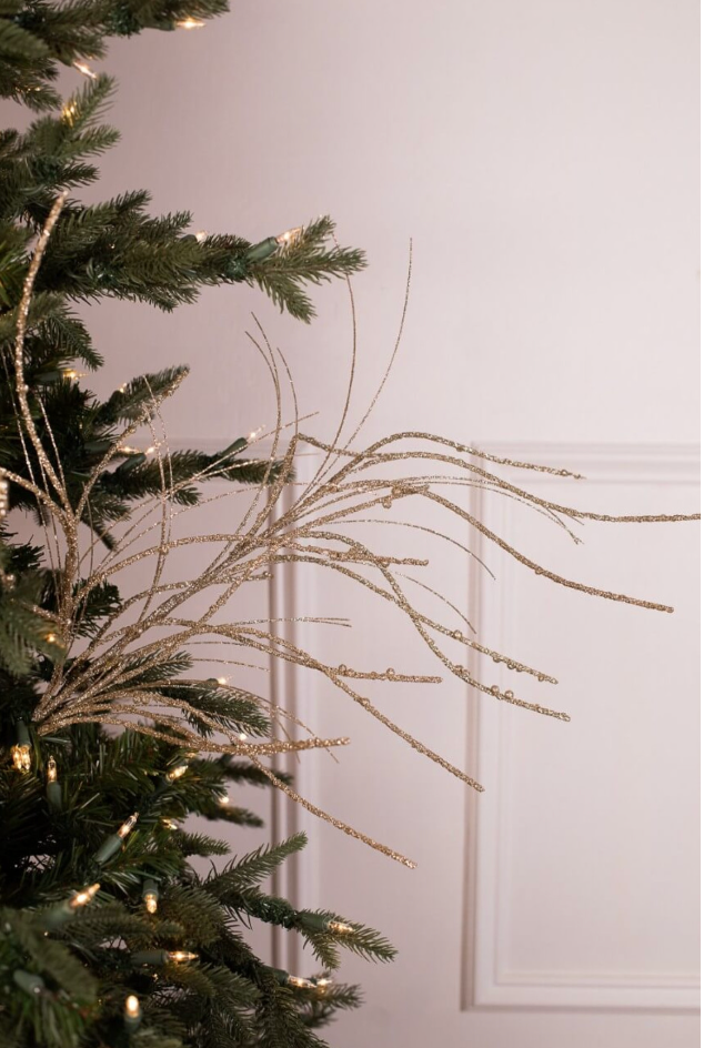 32" GLITTER CURLY WILLOW/GRASS SPRAY