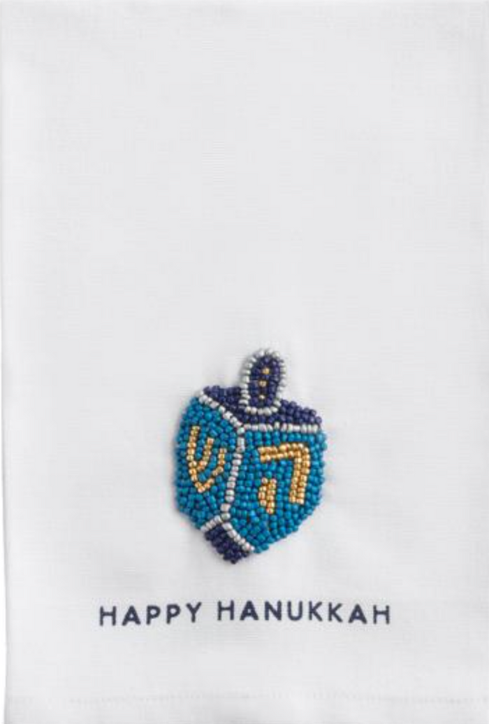 DREIDAL BEADED HANUKKAH TOWEL