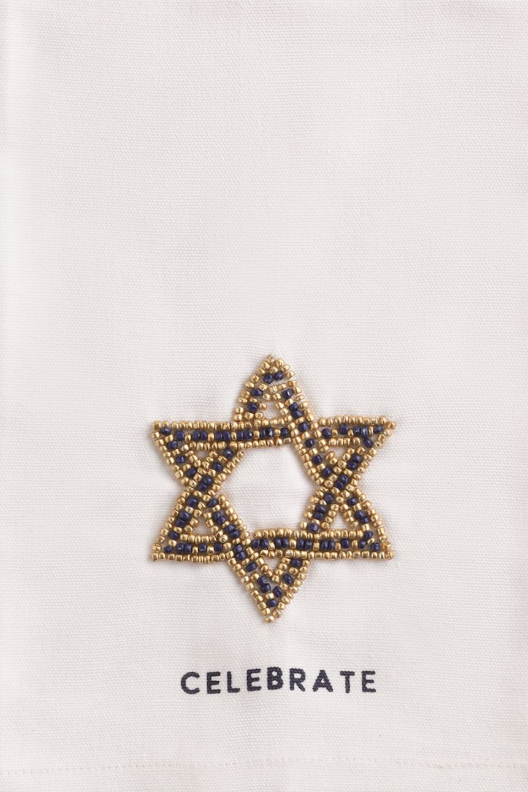 STAR BEADED HANUKKAH TOWEL