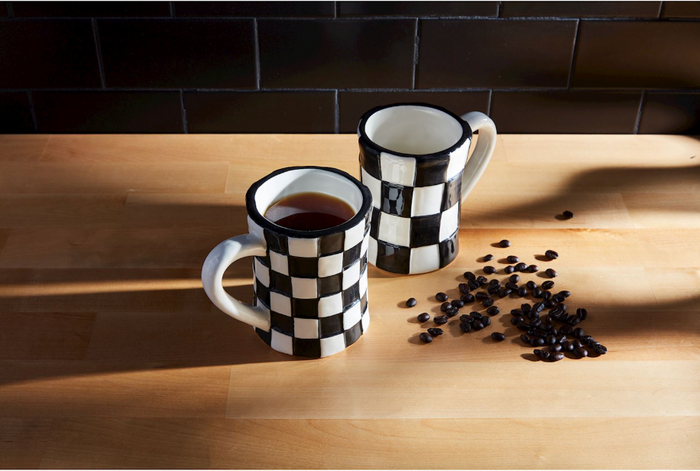 Small Check Bistro Mugs