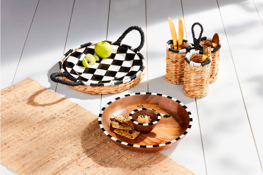 Stripe Woven Utensil Holder