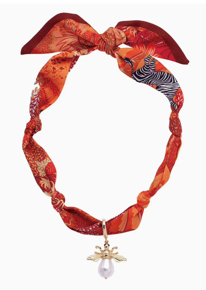 Monroe Pearl Bumble Bee Scarf Necklace