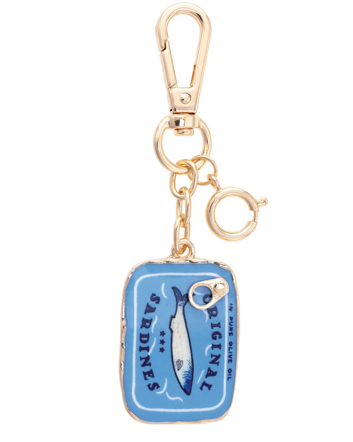Sardine Tin Enamel Bag Charm in Blue