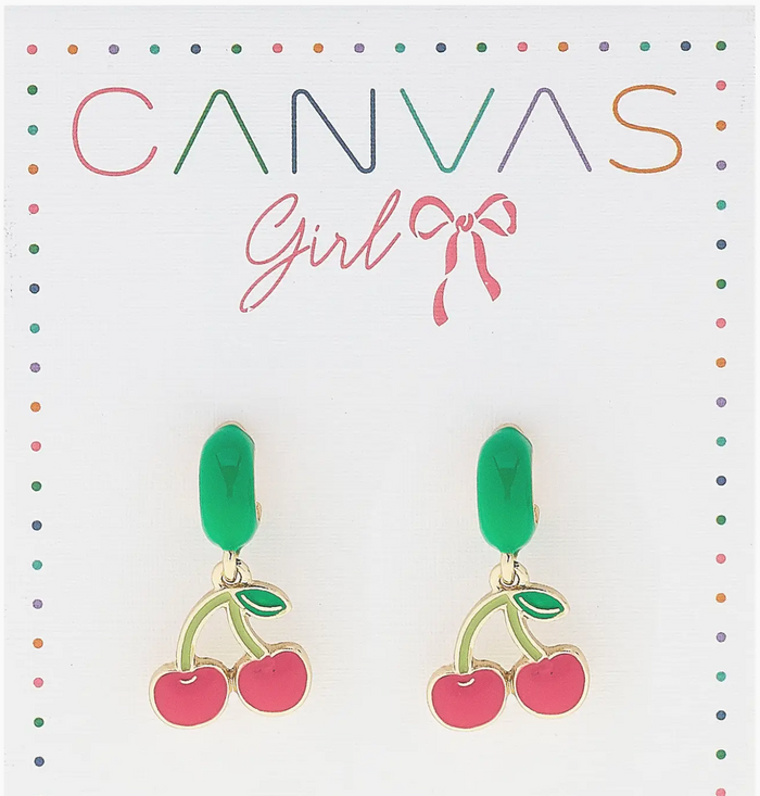 Mia Enamel Cherries Mini Huggie Hoop Earrings