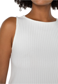 Sleeveless Boat Neck Rib Knit Top
