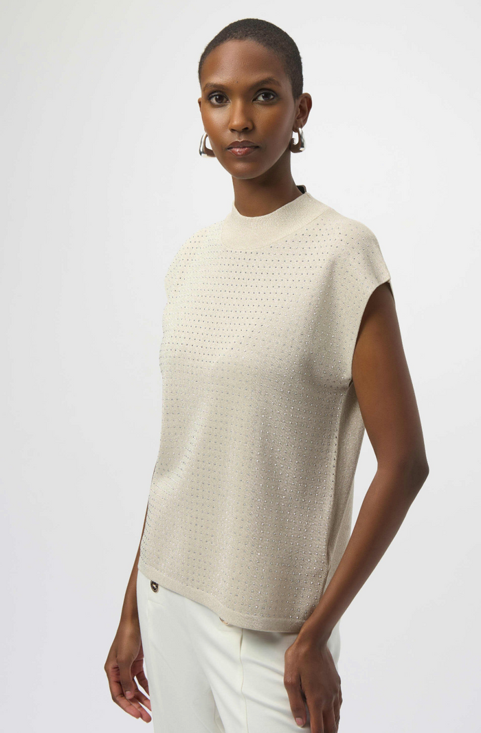 Sweater Knit Sleeveless Pullover with Iron-On Detail