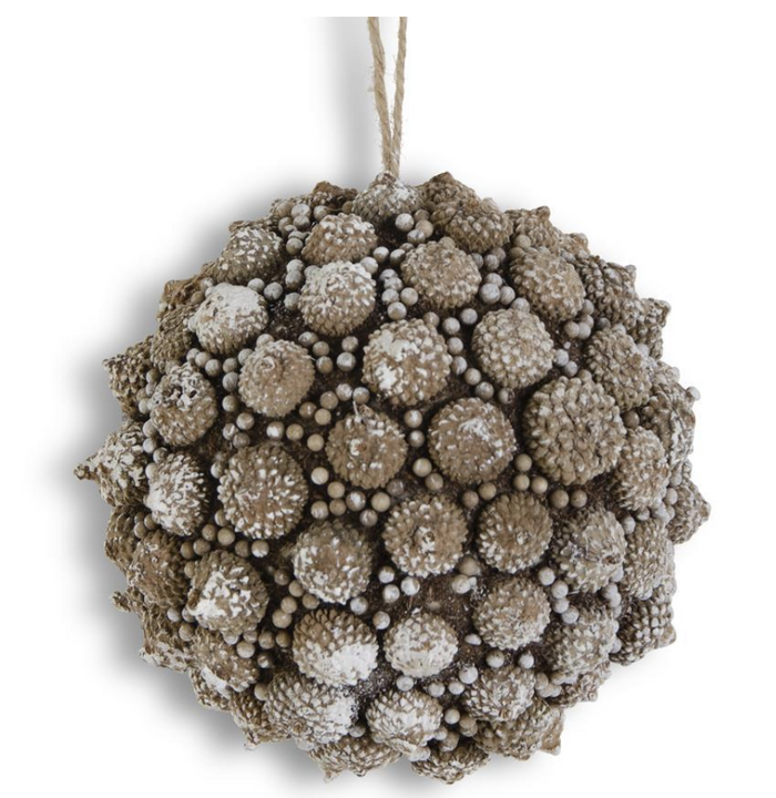 5.25 Inch Brown Acorn Cap Ball Ornament