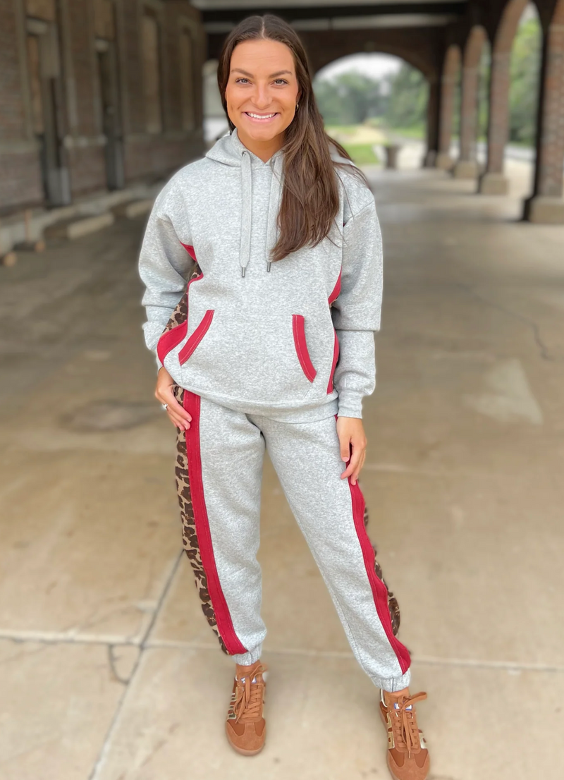 Leopard Print & Red Taping Jogger