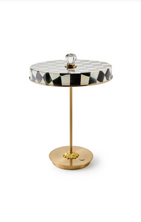 Courtly Check LED Rechargeable Disk Table Lamp