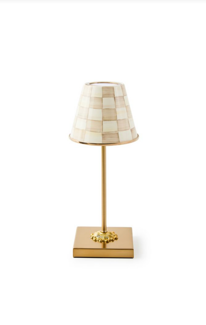 Mocha Check LED Rechargeable Cafe Table Lamp