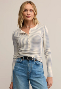 Stella Striped Modal Rib Henley Top