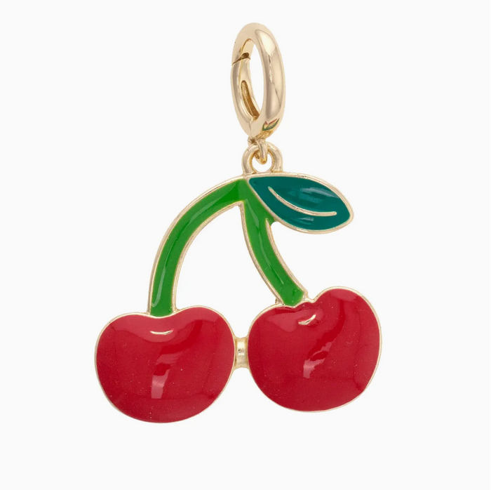 Cherries Enamel Pendant Charm in Red & Green