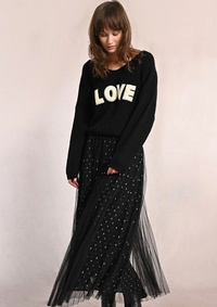 Long Pleated Tulle Skirt