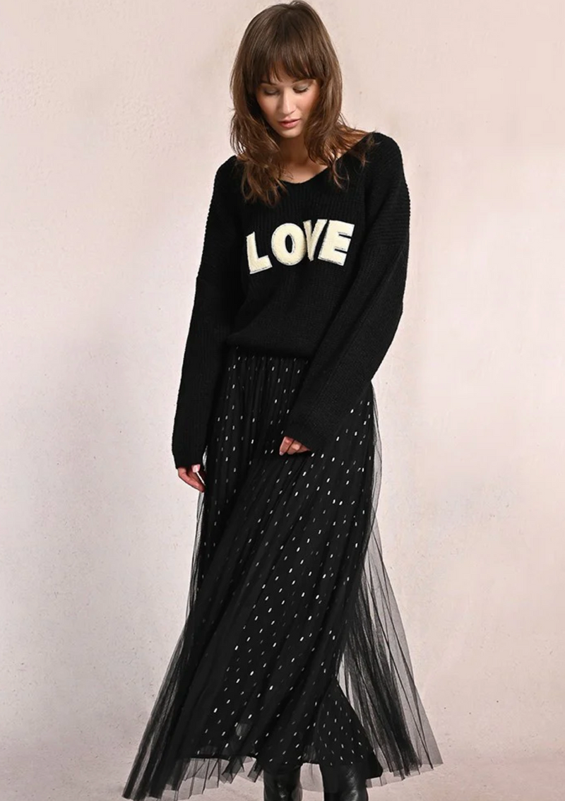 Long Pleated Tulle Skirt