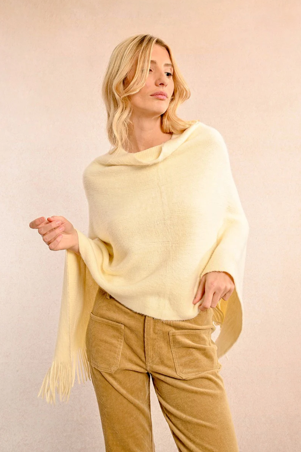 Soft fringed poncho