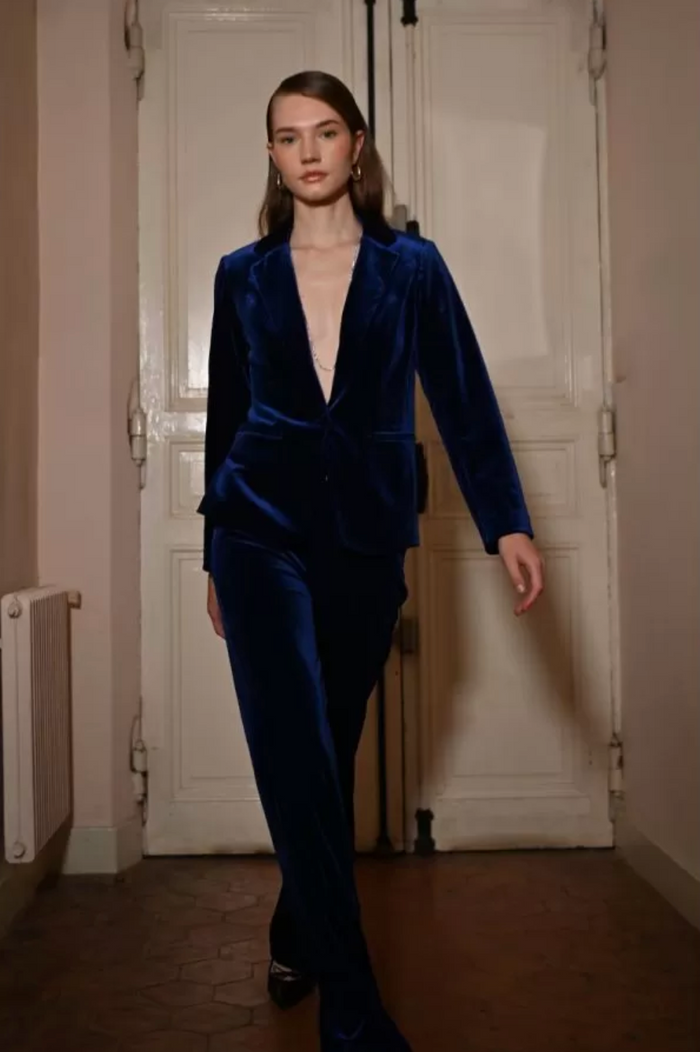 Flared velvet trousers