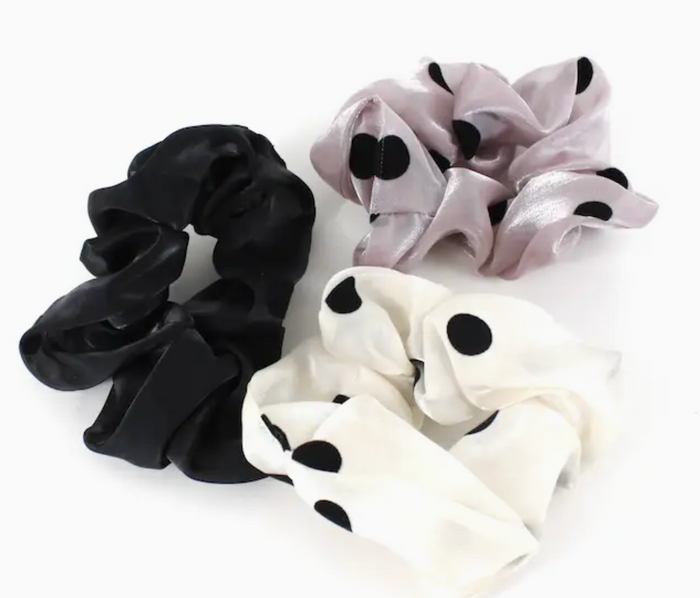 Polka Dots Hair Scrunchies (Set of 3)