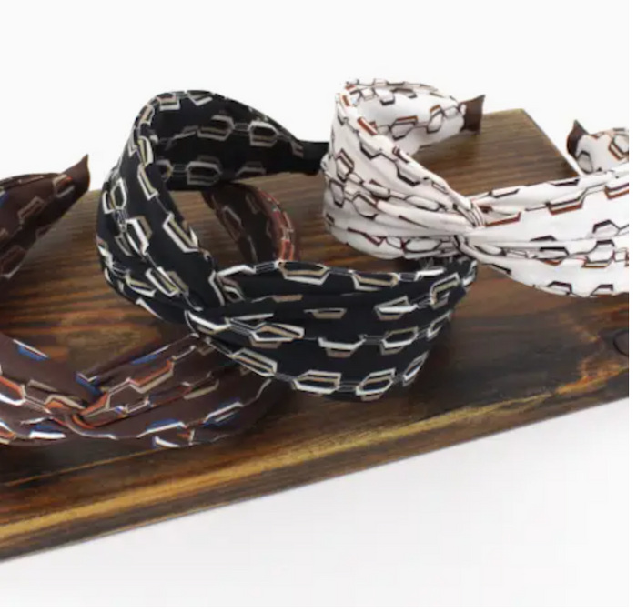 Handmade Geo Pattern Twisted Headband