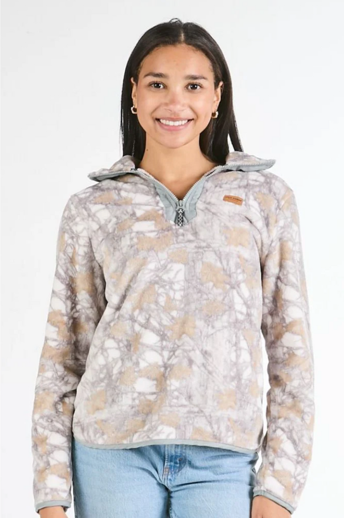 Quarter Zip Camo White Pullover Sweater Jacket