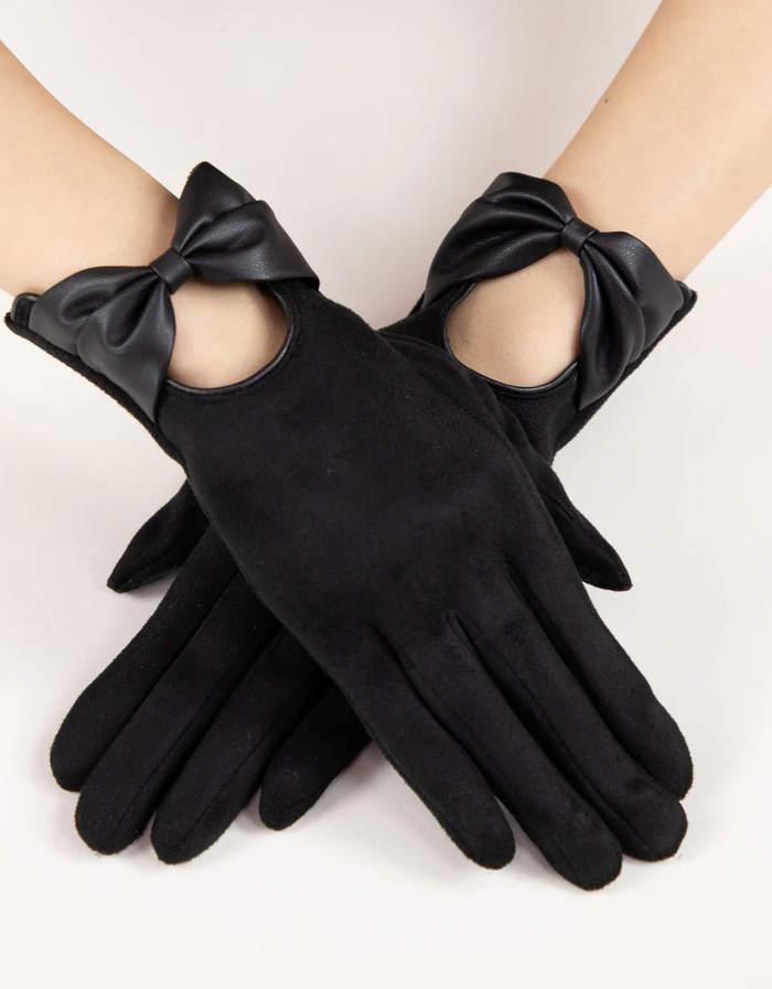 Bow Leatherette Gloves