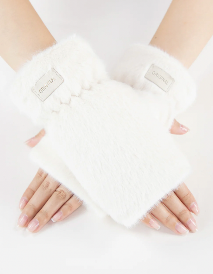 TEDDY FLEECE FINGERLESS GLOVES
