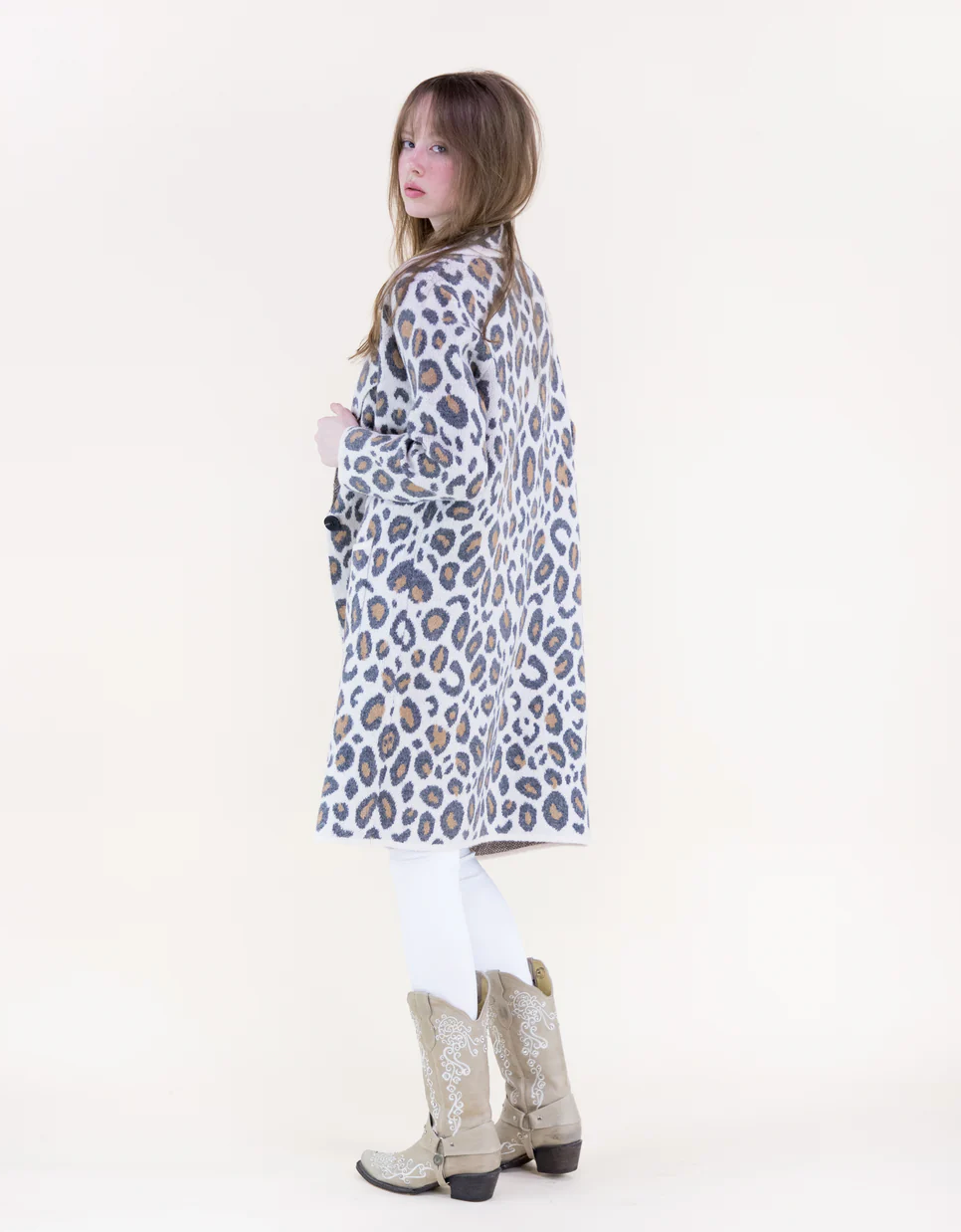 Leopard Notch Lapel Coatigan