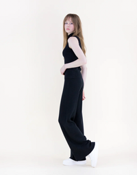 Ribbed Sleeveless Mock Turtleneck Top