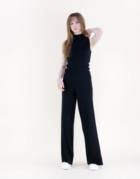 Ribbed Sleeveless Mock Turtleneck Top