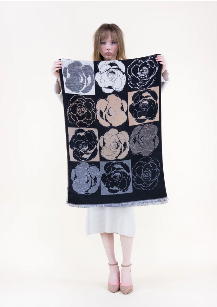 Tonal Rose Grid Scarf
