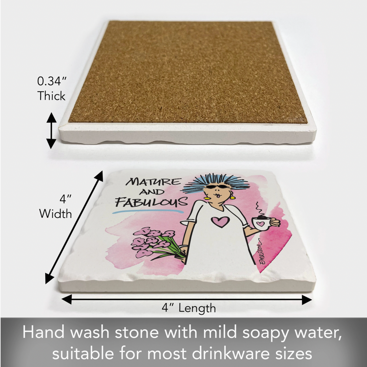 Mature & Fabulous Single Absorbent Tumbled Tile Coaster