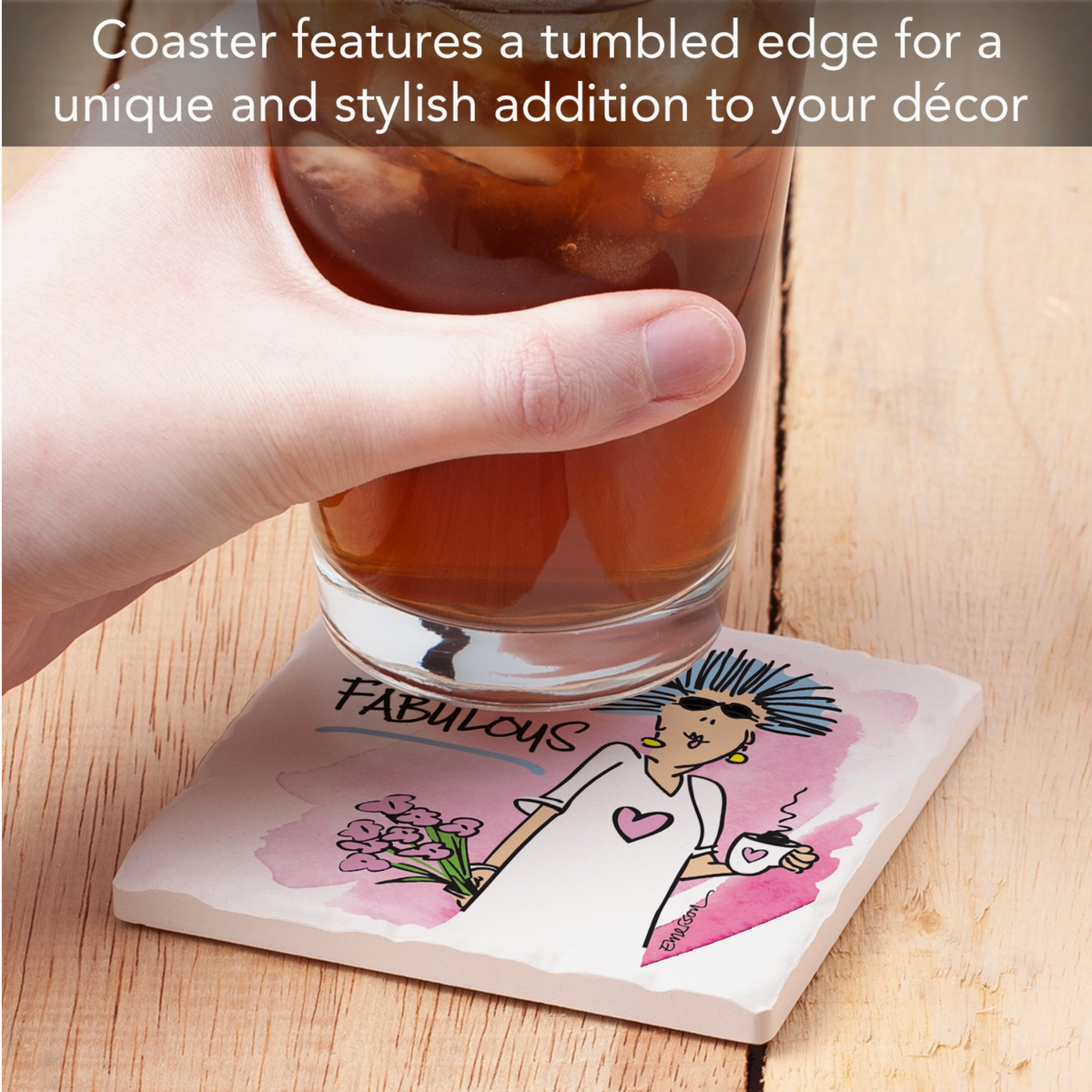 Mature & Fabulous Single Absorbent Tumbled Tile Coaster