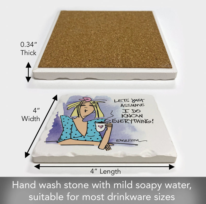 I Know Everything Single Absorbent Tumbled Tile Coaster