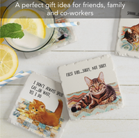 Cat Nappy Assorted Image Tumbled Tile Coaster 4 Pack