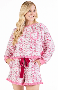 Bow Ruffle PJ Shorts & Long Sleeve Set