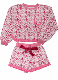 Bow Ruffle PJ Shorts & Long Sleeve Set