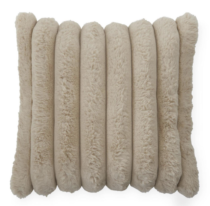 18 Inch Tan Vegan Fur Pillow