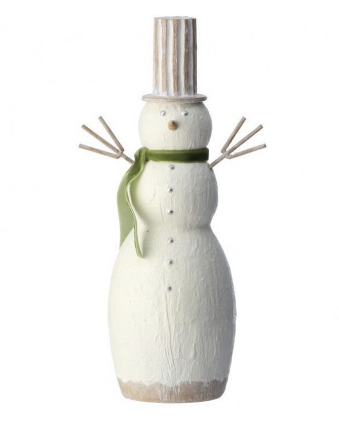 11" RESIN WOOD SNOWMAN W/SCARF