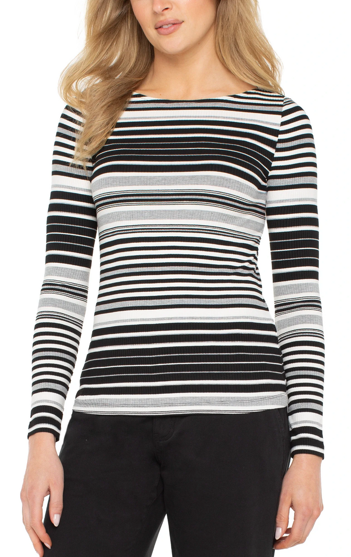 Long Sleeve Boat Neck Knit Top