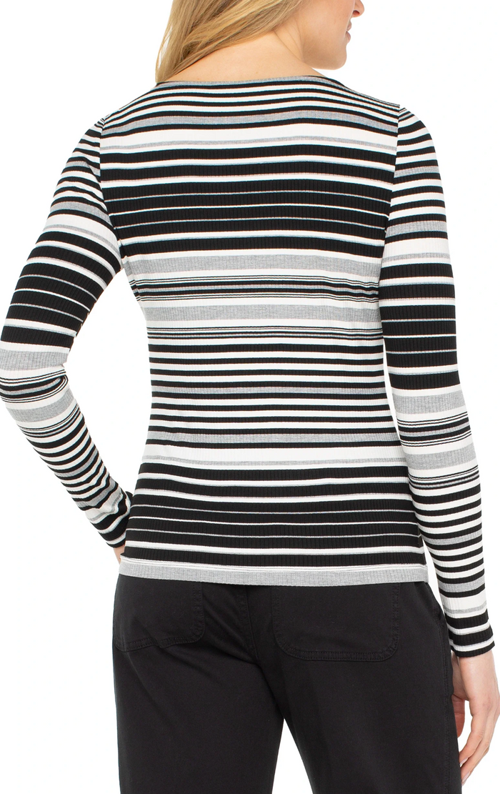 Long Sleeve Boat Neck Knit Top