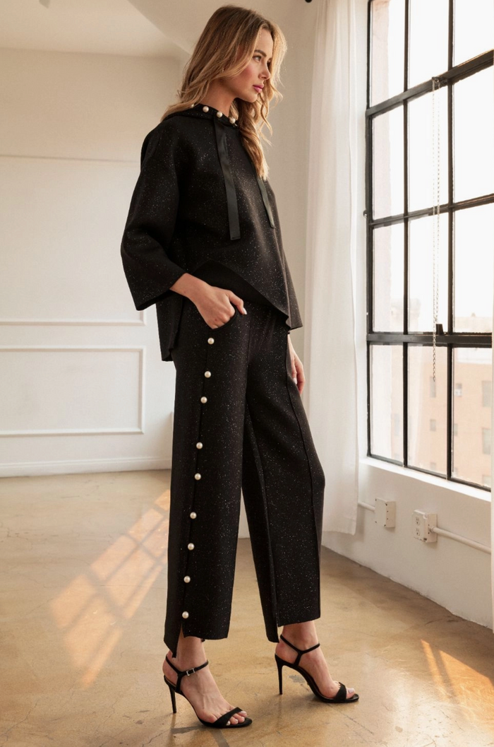 Farrah French Scuba Pearl Pant w/ Glitter