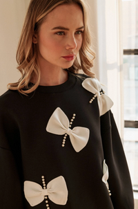 Flora French Scuba Ribbon-Bow Top
