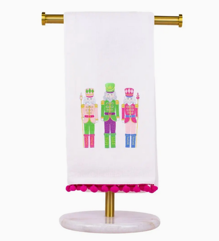 Candy Nutcracker Pom Pom Hand Towel