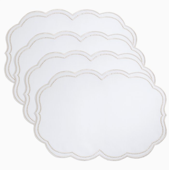Embroidered Polka Dot Placemat w/ Scallop Edge