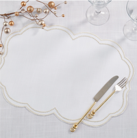 Embroidered Polka Dot Placemat w/ Scallop Edge