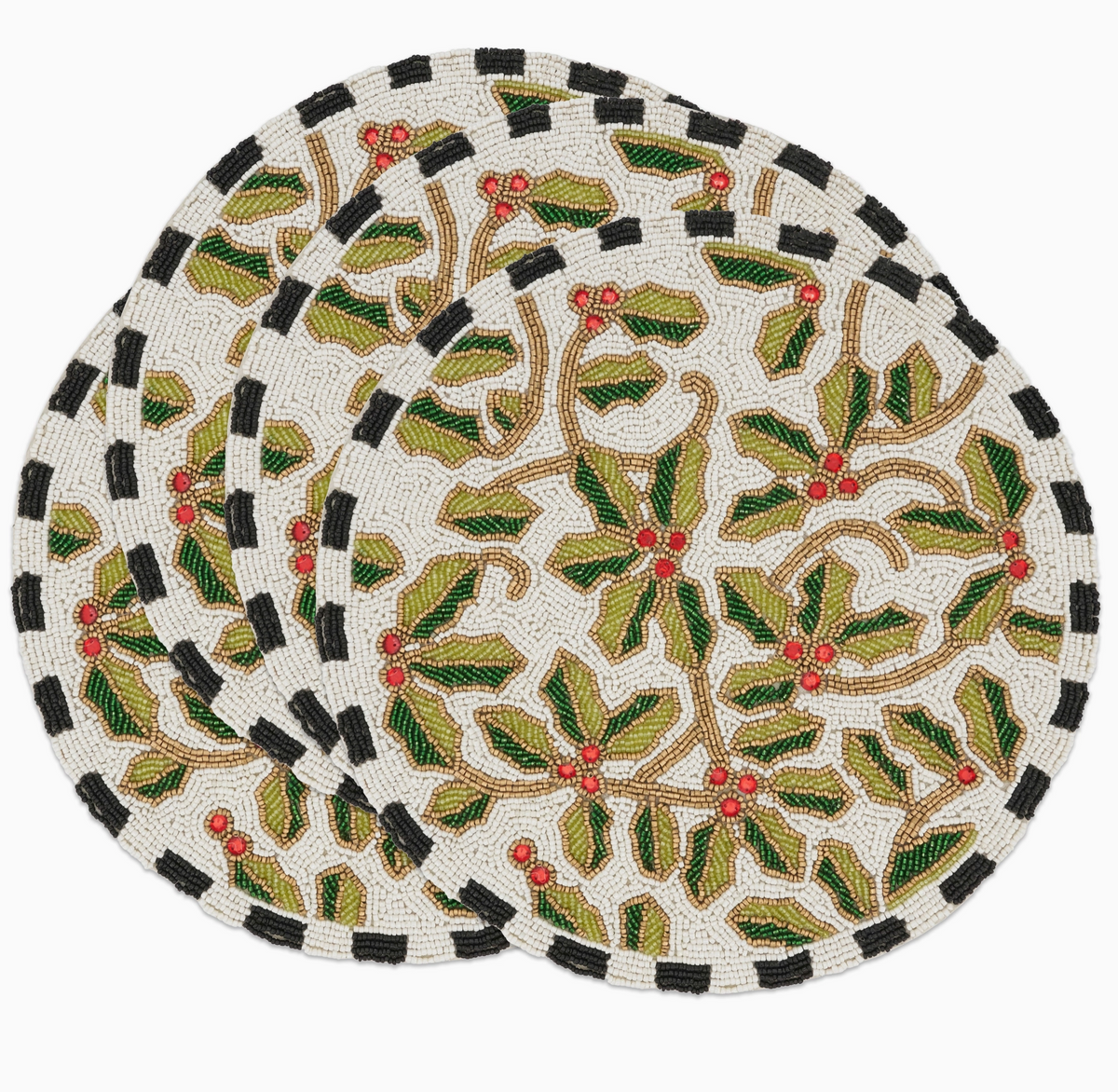 Beaded Holly Leaves Placemat