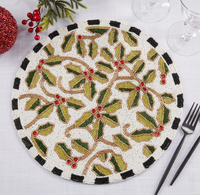 Beaded Holly Leaves Placemat