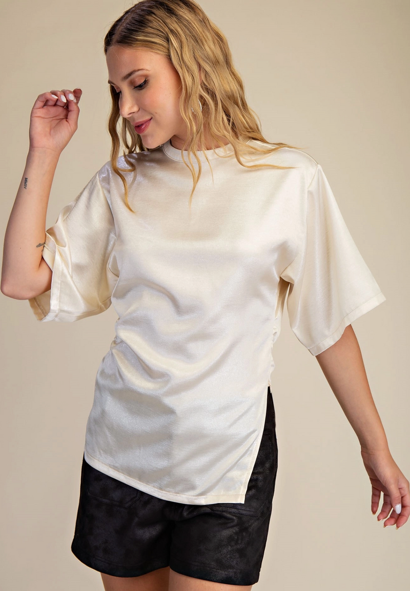 Asymmetric Hem Short Sleeve