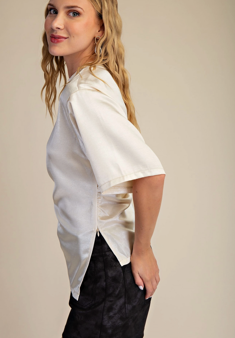 Asymmetric Hem Short Sleeve