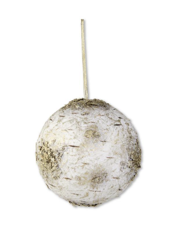 5.5 Inch Round Gold Washed Birch Ball Ornament