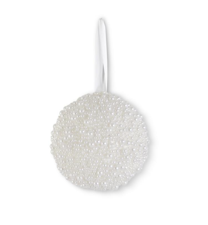 Round White Pearl Beaded Ornament